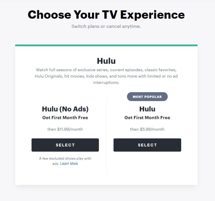 Hulu - Lead Magnet Example