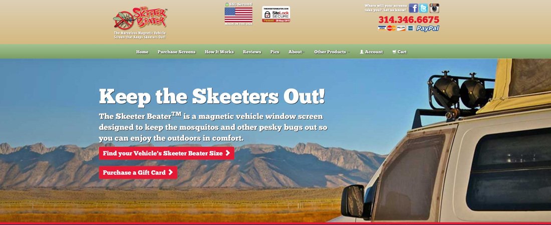 Skeeter Beater Home Page Branding and Design