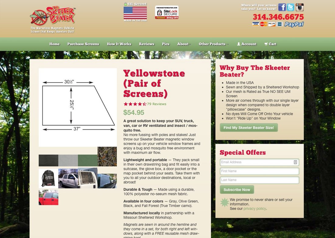 Skeeter Beater Product Page Design